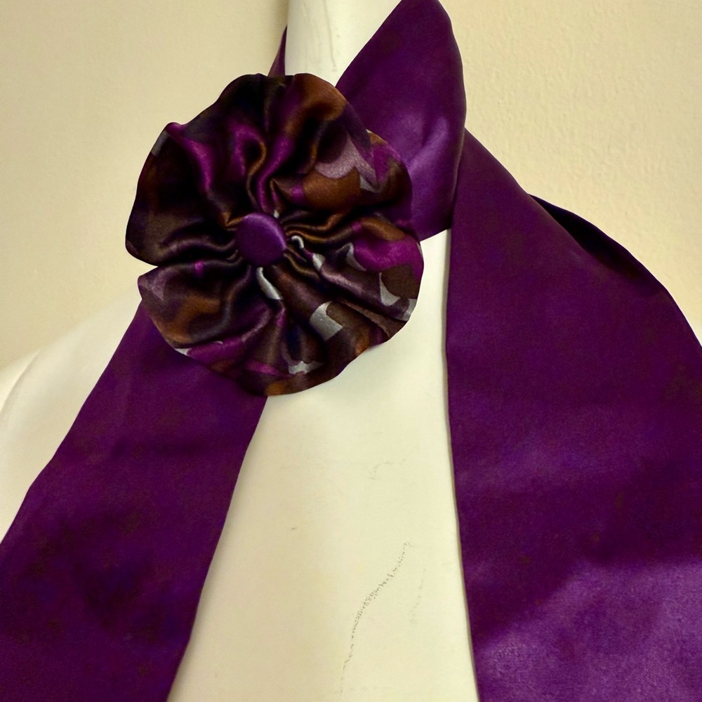 Nanette Lepore Purple and Brown Floral Scarf New